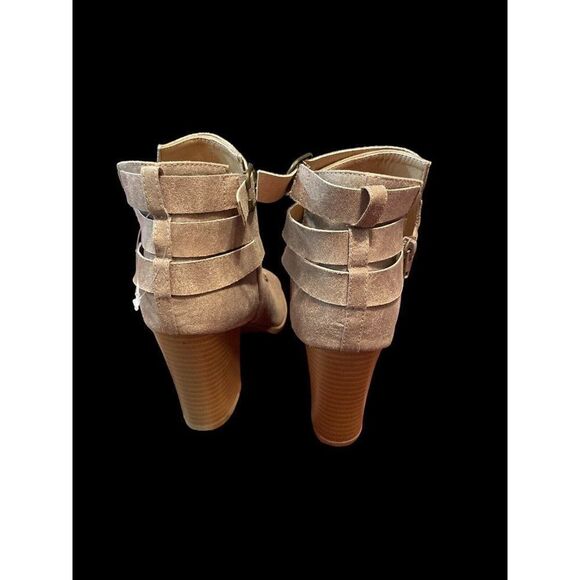 NEW Diba Womens Size 7 Taupe open toe Ankle Bootie Boots Shoes buckle zip block - Picture 6 of 9
